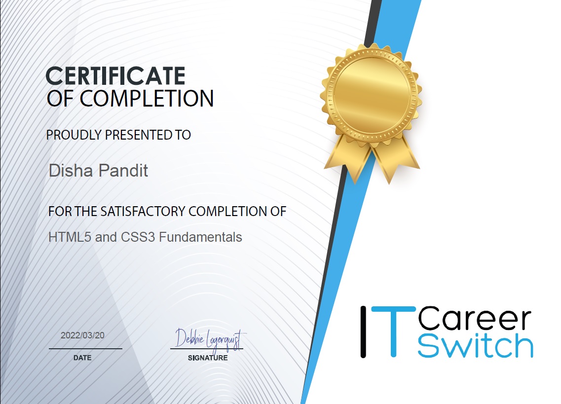 IT Career Switch - HTML and CSS certificate